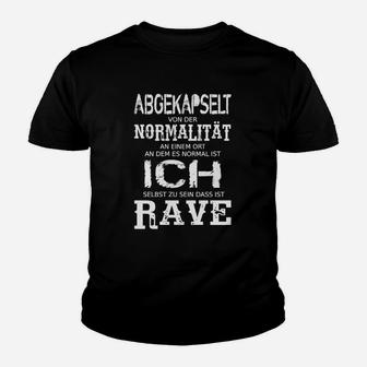 Schwarzes Rave-Kinder Tshirt Abgekapselt von der Normalität, Party-Oberteil - Seseable