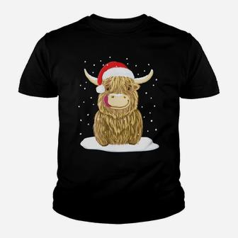 Scottish Highland Cow Christmas Snow Sweatshirt Youth T-shirt | Crazezy