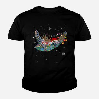 Sea Turtle Christmas Lights Funny Santa Hat Merry Christmas Youth T-shirt | Crazezy AU
