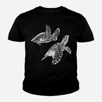 Sea Turtle Sea Animals Motif Ocean Turtles Colorful Design Youth T-shirt | Crazezy