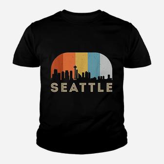 Seattle Washington Vintage Skyline Youth T-shirt | Crazezy