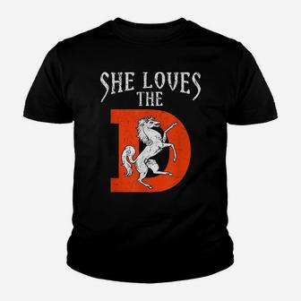 She Loves The Denver D City Funny Football Youth T-shirt | Crazezy