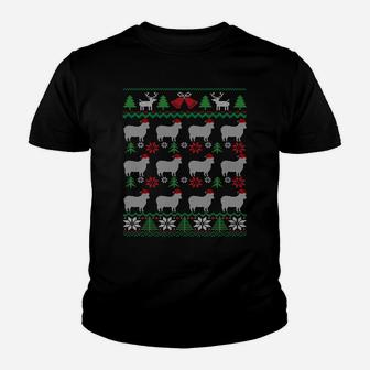 Sheep Wearing Santa Claus Hat Funny Farmer Ugly Christmas Sweatshirt Youth T-shirt | Crazezy