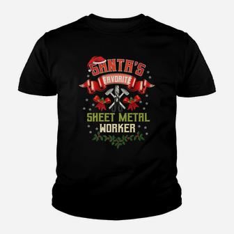 Sheet Metal Worker Gifts Christmas Santa's Favorite Xmas Youth T-shirt | Crazezy CA