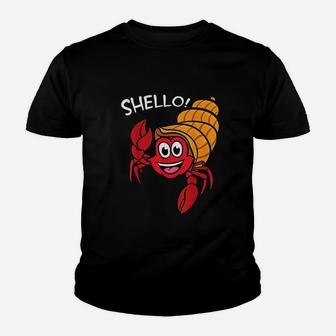 Shello Hermit Crab Sea Shell Hello Pun Animal Shellfish Youth T-shirt | Crazezy