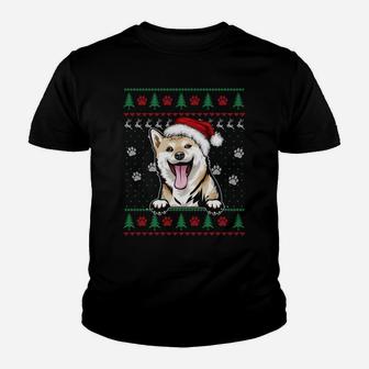 Shiba Inu Christmas Ugly Sweater Funny Dog Lover Xmas Gift Sweatshirt Youth T-shirt | Crazezy