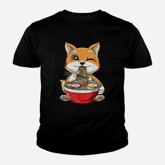 Shiba Inu Dog Eating Ramen Noodles Kawaii Japanese Dog Youth T-shirt | Crazezy UK