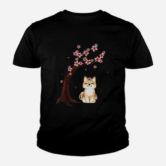 Shiba Inu Dog Japanese Cherry Blossom Sakura Flower Youth T-shirt | Crazezy