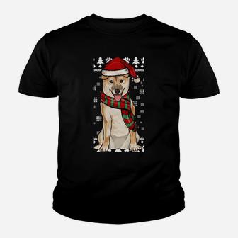 Shiba Inu Dog Santa Hat Xmas Ugly Christmas Sweatshirt Youth T-shirt | Crazezy DE