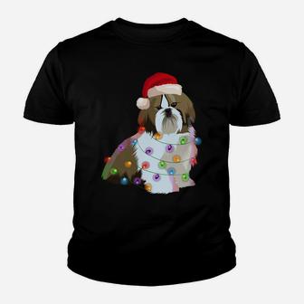 Shih Tzu Christmas Lights Xmas Dog Lover Sweatshirt Youth T-shirt | Crazezy