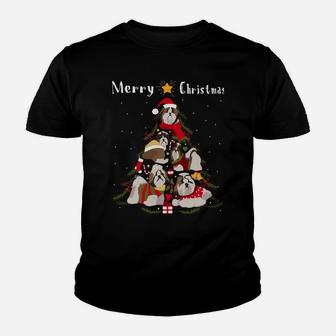 Shih Tzu Christmas Tree Xmas Dog Lover Sweatshirt Youth T-shirt | Crazezy AU