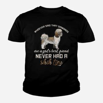 Shitzu Dog Mom Shih Tzu Are A Girls Best Friend Shih Tzu Mom Youth T-shirt | Crazezy UK