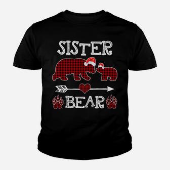 Sister Bear Christmas Pajama Red Plaid Buffalo Family Youth T-shirt | Crazezy AU