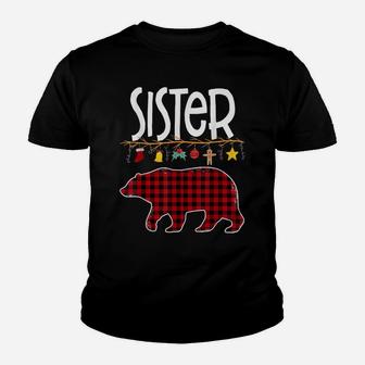 Sister Bear Matching Red Plaid Pajama Family Buffalo Youth T-shirt | Crazezy AU