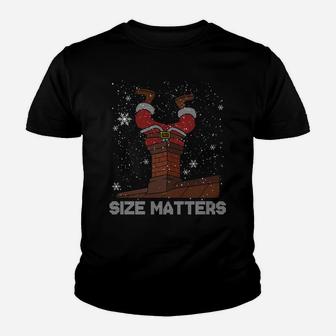 Size Matters Fat Santa Claus Chimney Ugly Christmas Sweater Youth T-shirt | Crazezy UK