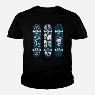 Skaters Having Fun Skull Skateboard Longboard Skater Gift Youth T-shirt | Crazezy