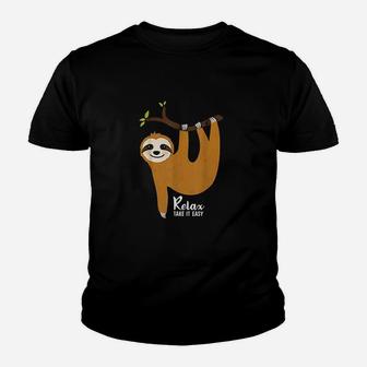 Sloth Hanging On A Tree Funny Sloth Lover Relax Take It Easy Youth T-shirt | Crazezy