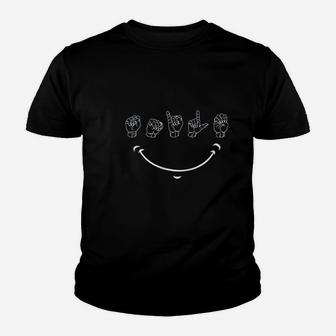 Smile American Sign Language Youth T-shirt | Crazezy UK