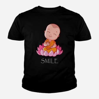 "Smile Baby Buddha On A Lotus Flower" Yoga Youth T-shirt | Crazezy CA