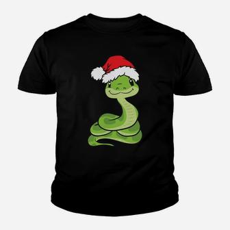 Snake With Santa Hat Cute Snake Lover Christmas Snake Youth T-shirt | Crazezy DE