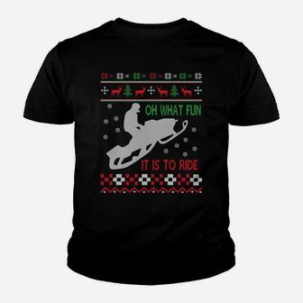 Snowmobile Christmas Sweatshirt Fun Santa Xmas Gift Youth T-shirt | Crazezy