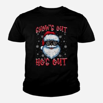Snow's Out Ho's Out Black African American Santa Claus Youth T-shirt | Crazezy