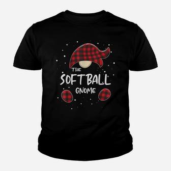 Softball Gnome Plaid Matching Family Christmas Pajamas Gift Youth T-shirt | Crazezy