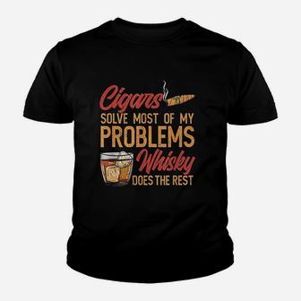 Solves Most Of My Problems And Whisky Helps Youth T-shirt | Crazezy CA