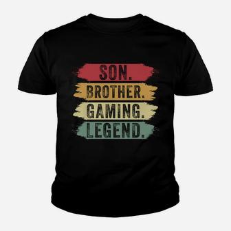 Son Brother Gaming Legend Best Christmas Retro 70’S Gaming Youth T-shirt | Crazezy
