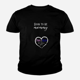 Soon To Be Mommy Pink Or Blue We Love You Heart Youth T-shirt | Crazezy AU