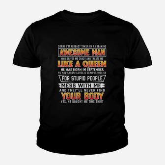 Sorry I Am Already Taken By A September Awesome Youth T-shirt | Crazezy AU