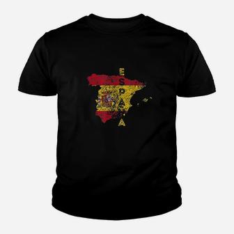 Spanish Map And Flag Souvenir Distressed Espana Youth T-shirt | Crazezy AU