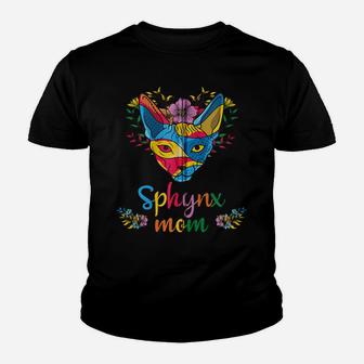 Sphynx Mom Flower Hairless Cat Lovers Zip Hoodie Youth T-shirt | Crazezy UK