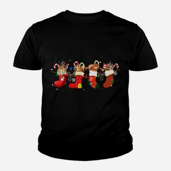 Squirrel In Socks Celebrates Xmas Funny Santa Hat Christmas Sweatshirt Youth T-shirt | Crazezy
