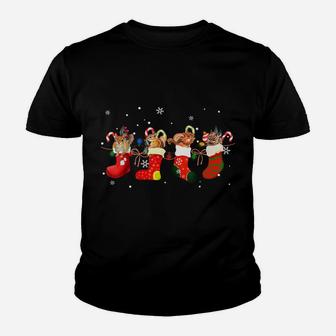 Squirrel In Socks Celebrates Xmas Funny Santa Hat Christmas Youth T-shirt | Crazezy DE