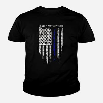Sr Thin Blue Line Usa Protect Police Flag Army American Youth T-shirt | Crazezy AU