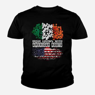 St Patrick Day Gift Irish Root American Usa Flag T Shirt Youth T-shirt | Crazezy