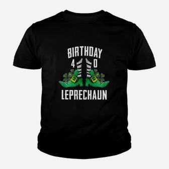 St Patricks Day Birthday Happy 40Th Bday Leprechaun Youth T-shirt | Crazezy