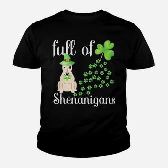 St Patricks Day Bull Terrier Shirt Dog Shamrocks Green Paw Youth T-shirt | Crazezy