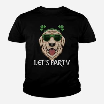 St Patricks Day Dog Irish Golden Retriever Sunglasses Youth T-shirt - Monsterry DE