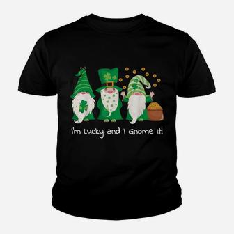St Patrick's Day Green Gnomes Lucky And I Gnome It Youth T-shirt | Crazezy