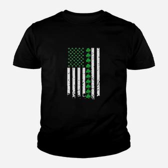 St Patricks Day Irish Shamrock American Flag Youth T-shirt | Crazezy