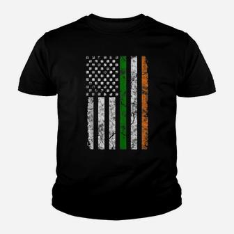 St Patrick's Day Patriotic Gift Shamrock Irish American Flag Zip Hoodie Youth T-shirt | Crazezy