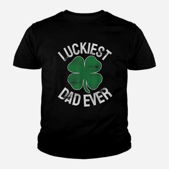 St Patrick's Day Shamrock Luckiest Dad Irish Saint Paddy's Youth T-shirt - Thegiftio UK