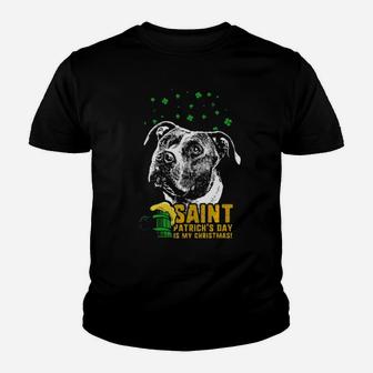 St Patricks Is My Xmas Funny Pit Bull Youth T-shirt - Monsterry