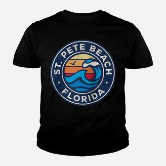 St Pete Beach Florida Fl Vintage Nautical Waves Design Raglan Baseball Tee Youth T-shirt | Crazezy CA