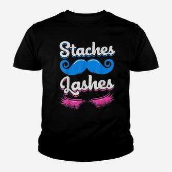 Staches Or Lashes Gender Reveal Youth T-shirt - Monsterry CA
