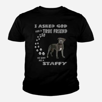 Staffy Dog Mom, Stafford Dad, Staffordshire Bull Terrier Zip Hoodie Youth T-shirt | Crazezy UK