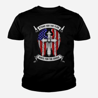 Stand For The Flag Kneel For The Cross Christian Youth T-shirt - Monsterry DE