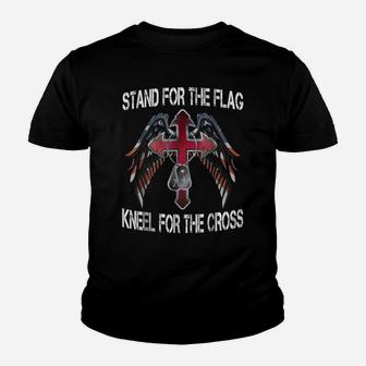 Stand For The Flag Kneel For The Cross Veteran Tee Youth T-shirt | Crazezy